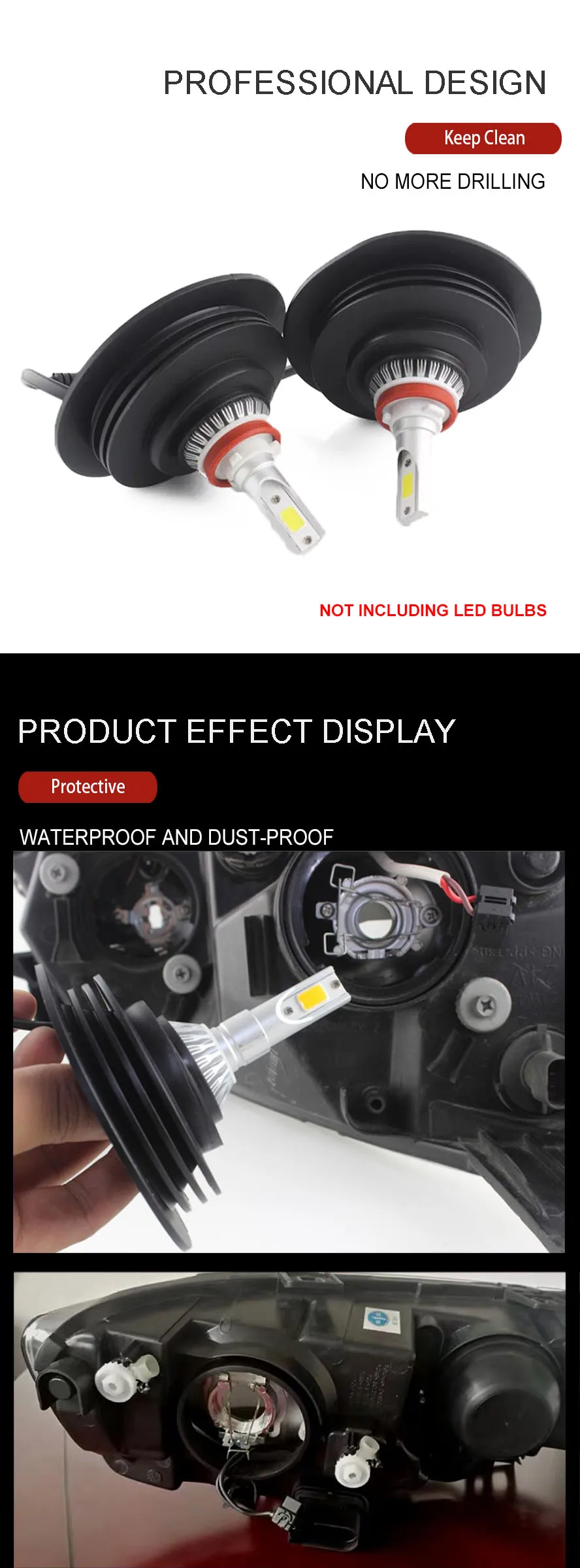 Wooeight 2Pcs Car LED Headlight Anti Dust Cover Rubber Waterproof Dustproof Sealing Headlamp Rubber Cover Cap ID32mm For BMW VW (8)