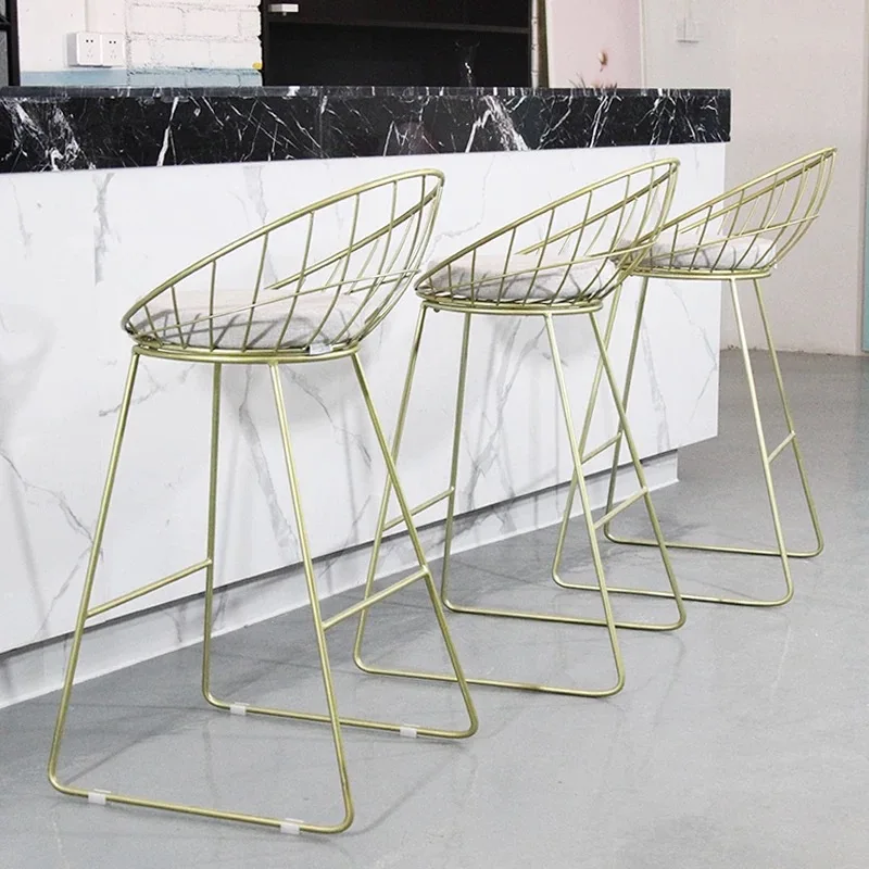 Nordic round bar chair Iron modern minimalist back ins net red high stools home high chair bar stool