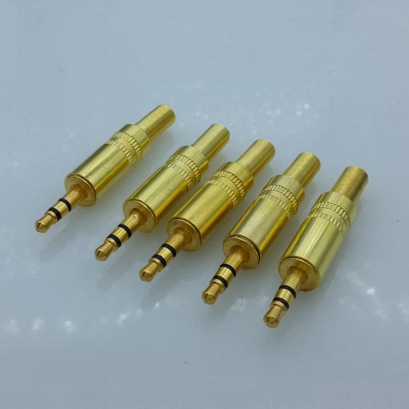 5pcs/lot 3 pins 3.5mm Audio Gold Plated headphone plug 3.5 RCA