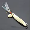1pcs 5g 7g 10g 13g Metal Gold Sequins Fishing Lures Spoonbaits Hard Baits With Feather Bass Sea lures Wobbles Fishing Tools ► Photo 3/4