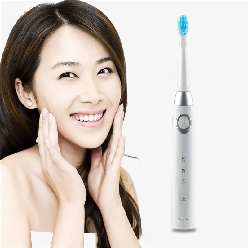 Seago Rechargeable Electric Sonic Toothbrush with2 Replacement Heads