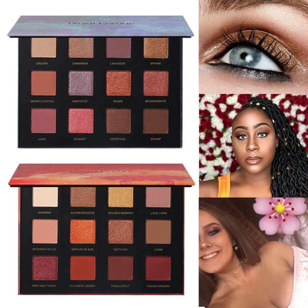 

12 Color Glitter Eyeshadow Palette Pressed Shimmer Matte Eye Shadow MakeUp LongLasting Eye Palette Hua For Beauty Cosmetic