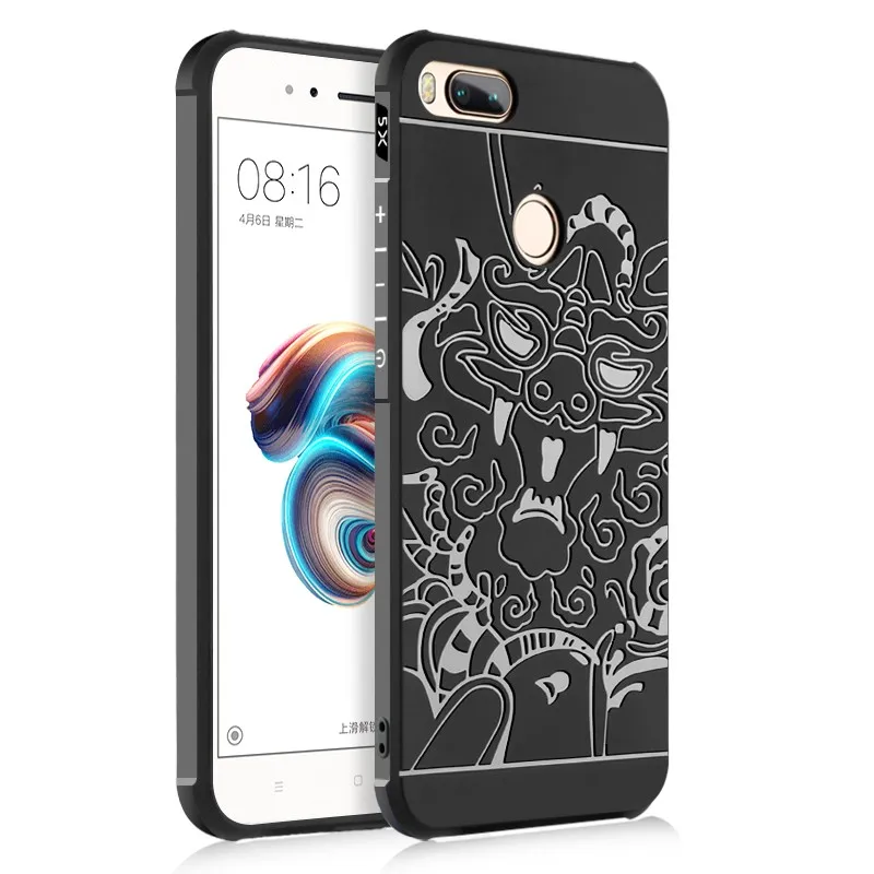 

Black Business Blade Pure Chinese dragon Shield Protector Soft case cover for Xiaomi 5X Xiaomi Mi5X M5X MI 5X With screen film