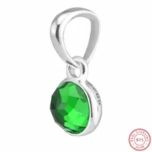925 стерлингового серебра Королевский Зеленый Кристалл может капельница Подвеска для цепочки с бусинами DIY Fit PANDORA Подвески для изготовления ювелирных изделий FL506-5
