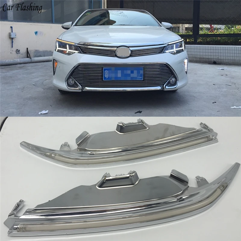 

Car flashing 2PCS Car Headlight Eyebrow with Turn Signal 12V DRL LED Daytime Running Light For Toyota Camry 2015 2016 2017 2018