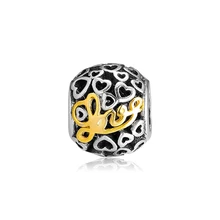 Аутентичные стерлингового серебра 925 Шарм сообщение любви ажурные бусины для изготовления ювелирных изделий подходят оригинальные Подвески Браслет Berloque