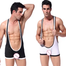 Сексуальное мужское борцовское трико нижнее белье с низким вырезом дышащее Сетчатое хлопковое нижнее белье комбинезон боди с подтяжками