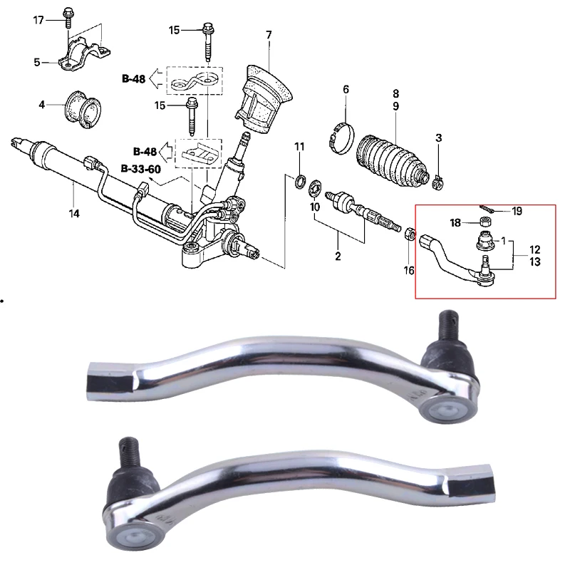 For 2006-2011 Honda Civic Front Left /& Right Outer Tie Rod Ends