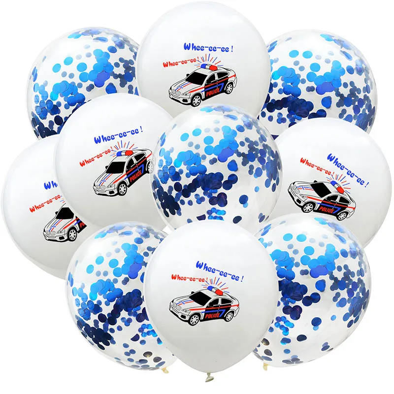 

10pcs Police Ambulance Transportation Confetti Balloon Set Helium Latex Air Balls Baby Shower Cosplay Birthday Party Decoration