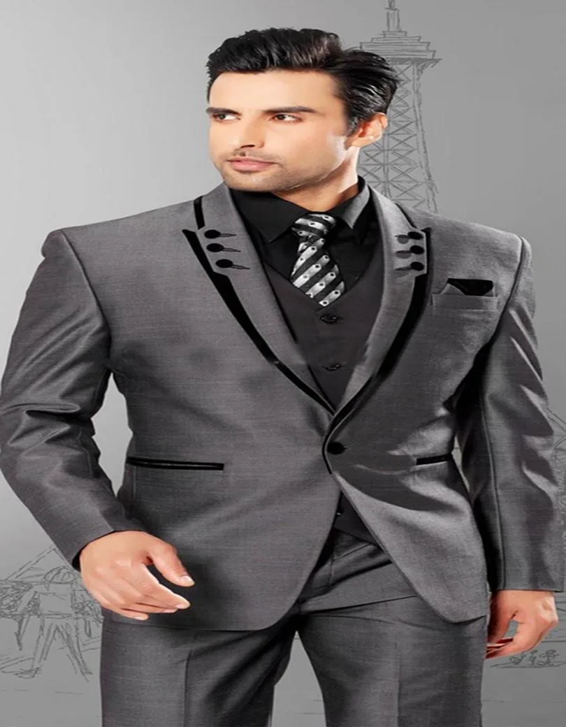 Buy Evening Dinner Suit Groom Tuxedos Gray Men's Suit