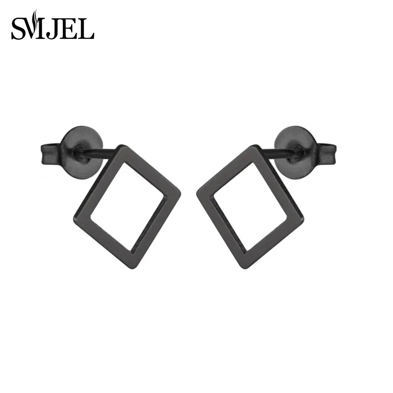 SMJEL крошечные серьги из нержавеющей стали, женские черные полые треугольные серьги-гвоздики для женщин, новые панковские геометрические сережки oorbellen - Окраска металла: GED024