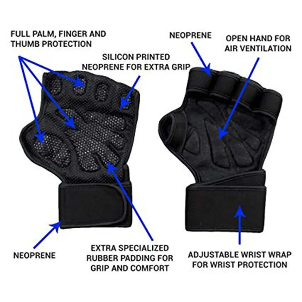 1 пара перчаток для тяжелой атлетики противоскользящие высокопрочные перчатки для тренажерного зала с полупальцами перчатки для тяжелой атлетики S, M, L черные
