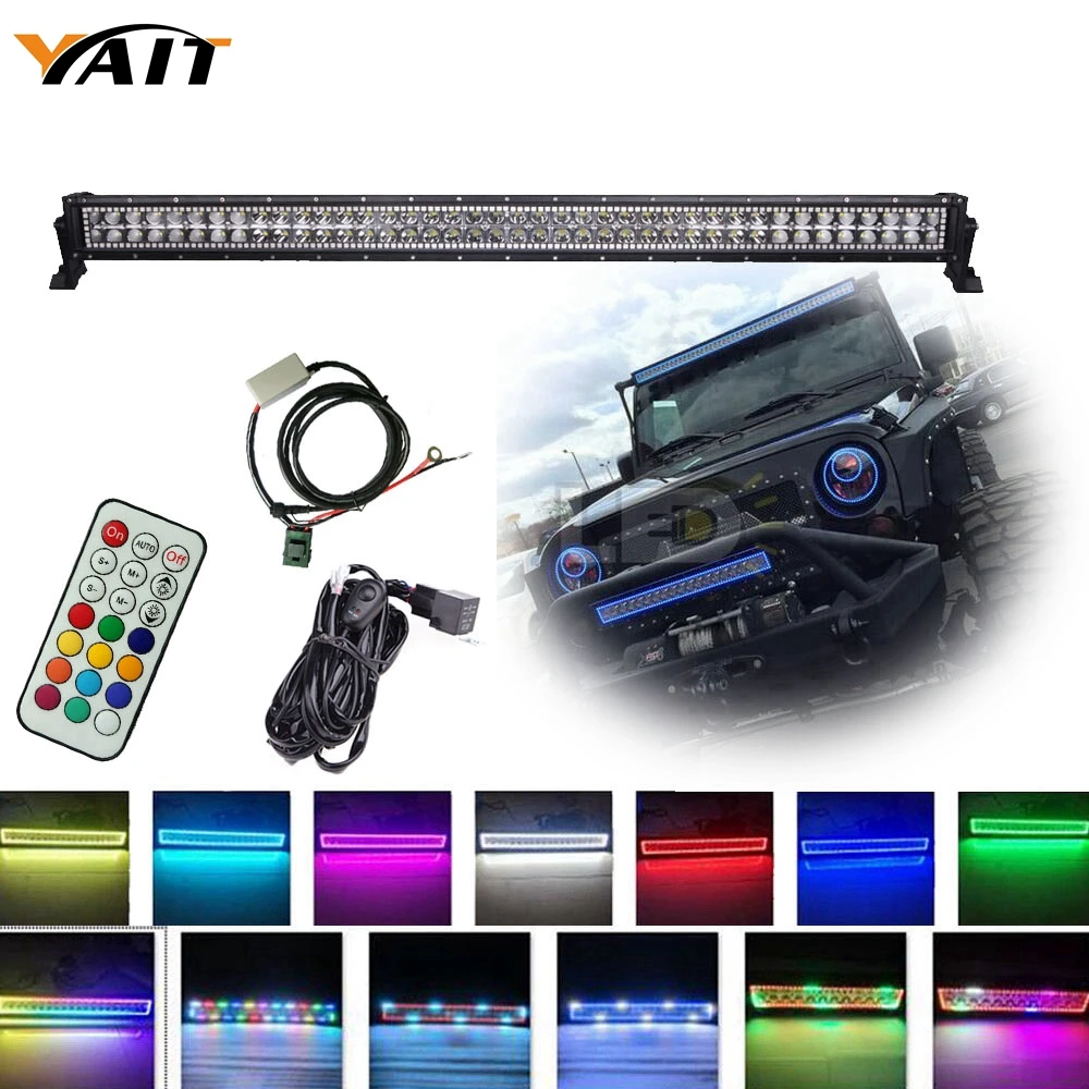 32/" 42/" 52/" RGB CREE LED Light Bar Color Change Flashing Offroad UTV ATV SUV