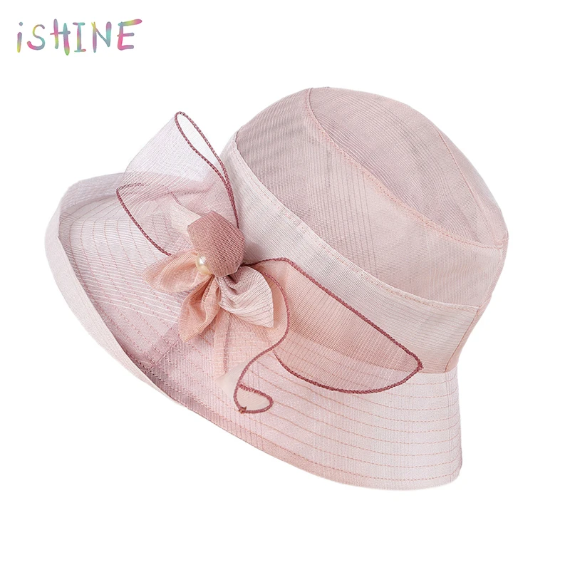 

Elegant Summer Hats For Women Gradient Color Flowers Sun Hat Anti-UV Cloth Wide Brim Mesh Beach Hat Female Lady Caps