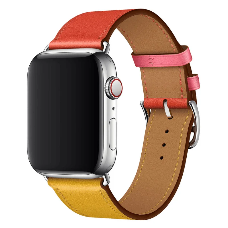 Genuine Leather Watch Strap For Apple Watch Series 4 Wrist Band Colorful Single Tour Bracelet For Apple Series 1 2 3 Watchbands Genuine Leather Watch Strap For Apple Watch Series 4 Wrist Band Colorful Single Tour Bracelet For Apple Series 1 2 3 Watchbands