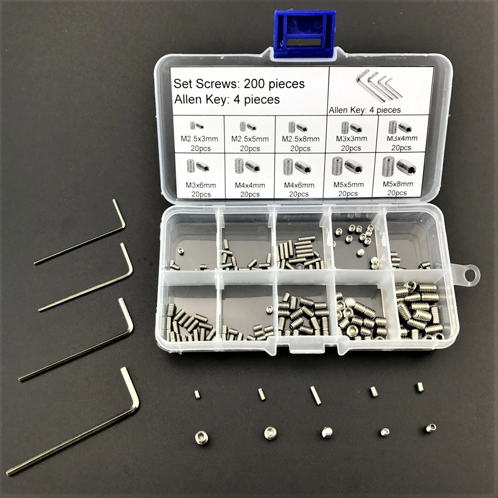 200 шт. шестигранный винт из нержавеющей стали с 4 инструментами ключ шестигранник Шестигранник