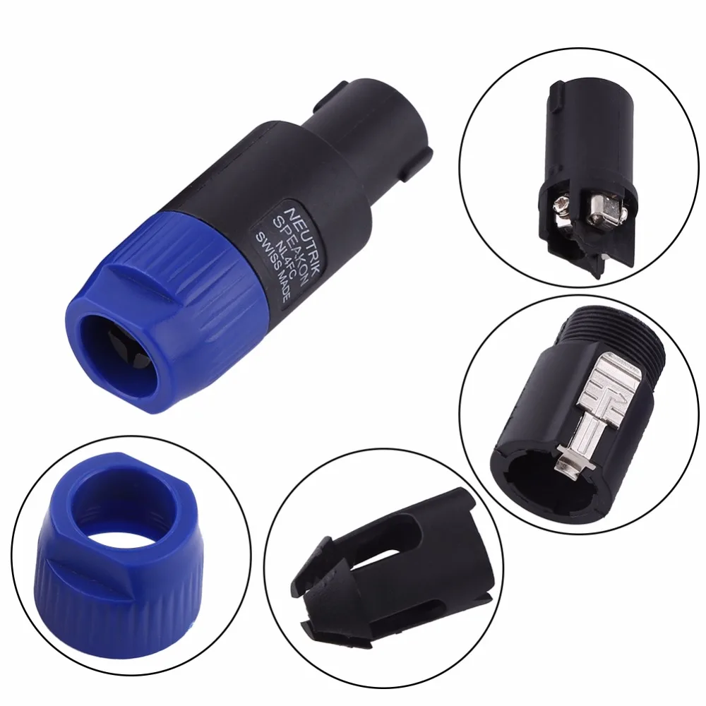 4PCS NL4FC Male Plug Speaker Audio Cable Cord Adapter Male Plug