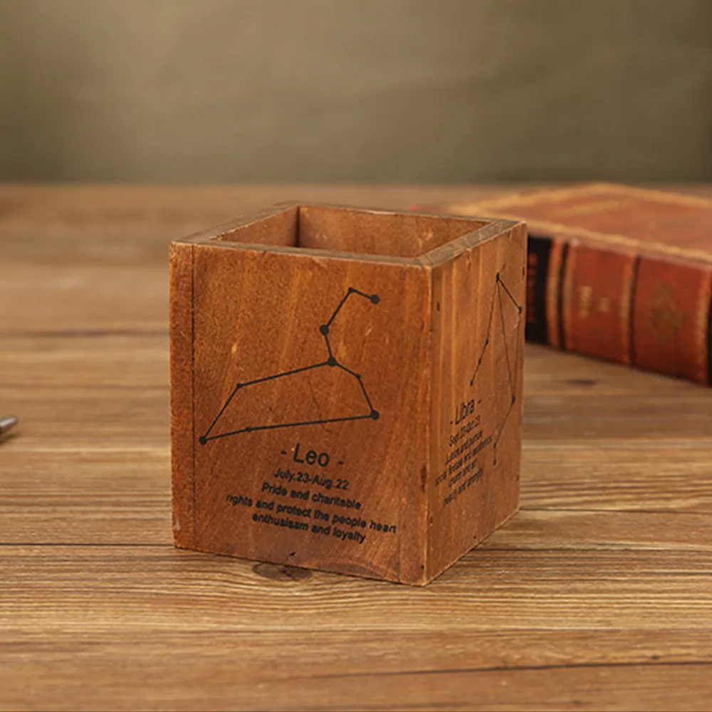 

Desk Wood Pen Pencil Holder Case Desktop Stand Wooden Office Organizer Handmade