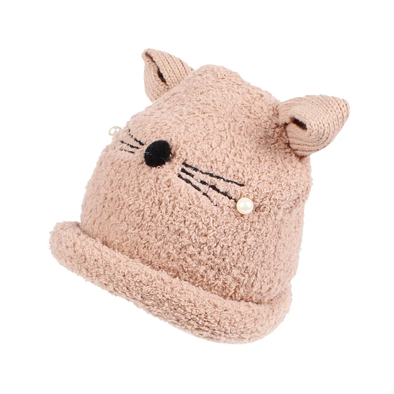 Cat Baby Hat For Girls Newborn Photography Props Cute Soft Children Hat With Ears Cotton Solid Winter Warm Baby Beanie For Girls (12)