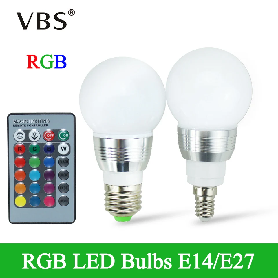 

1pcs/4Pcs RGB Led Bulbs E27 AC85-265V High Quality High Luminous Spotlight Changeable Led Lamp Light With 24Keys Remote Control