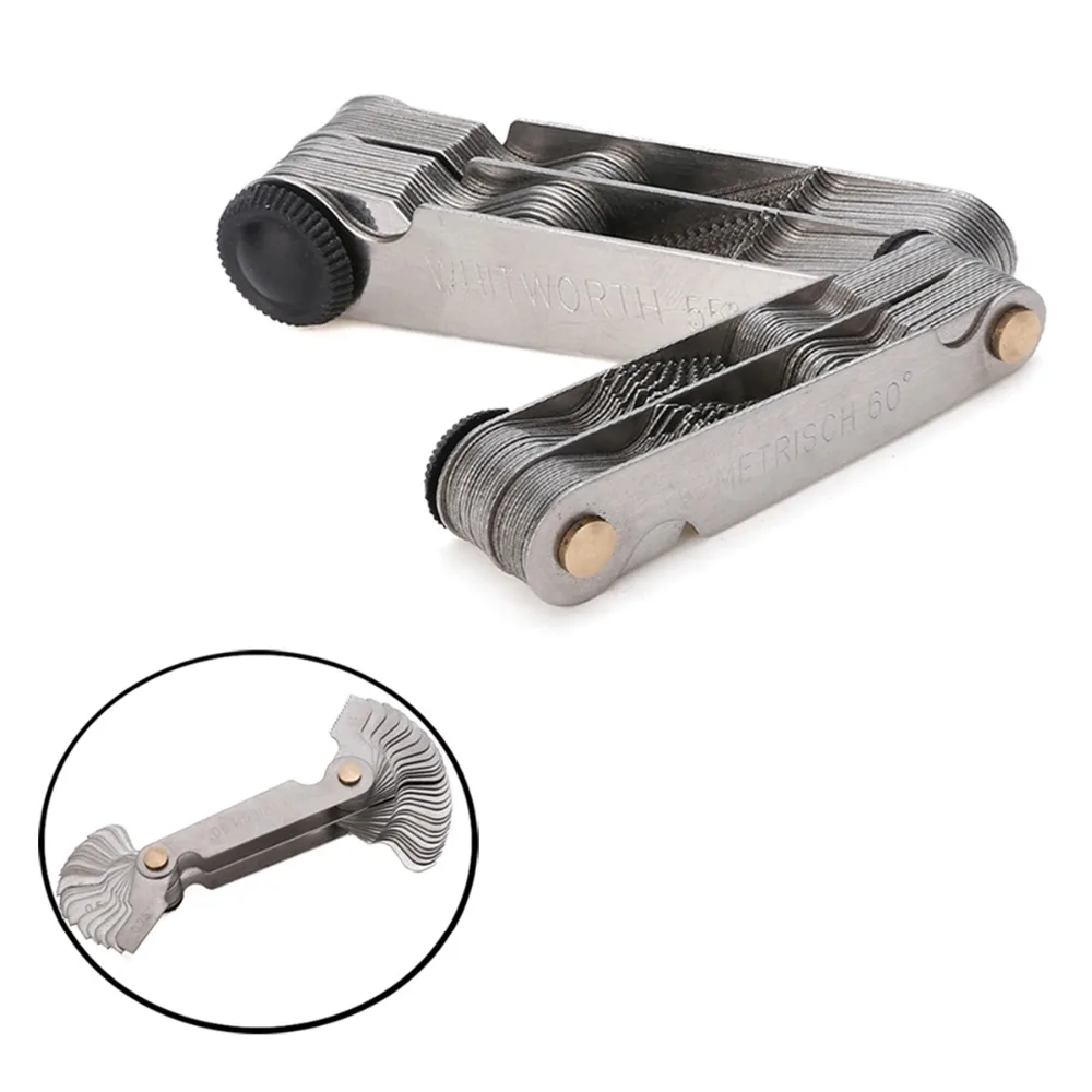 

52 Blade Metric Screw Thread Pitch Gauge 60Degree 50 Degree Steel sGage Measuring Tools