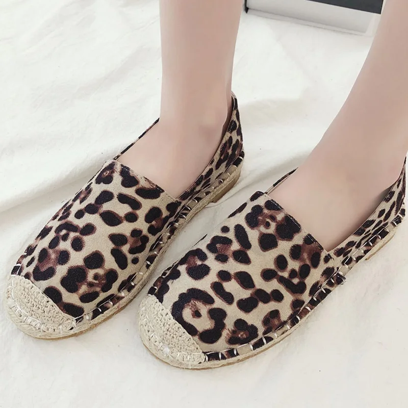 

Shoes woman Leopard Loafers shoes for Girls Weave Sewing Sexy Flats Shoes Khaki/Yellow zapatillas mujer