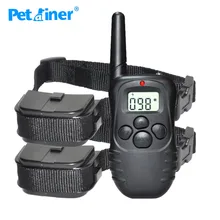 Petrainer PET988D-2 300M lcd 100LV 300 Yard уровень Электрический шок Вибрационный пульт Анти лай ошейник для дрессировки собак