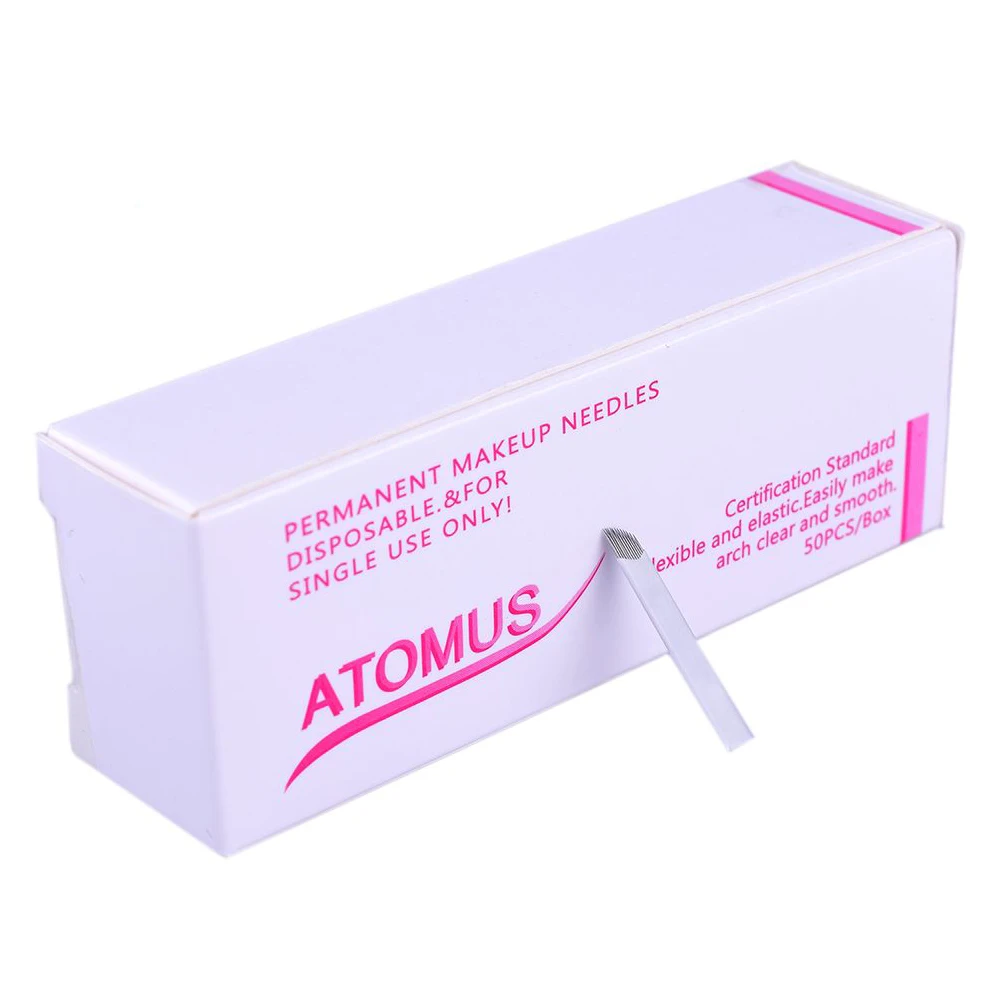 ATOMUS 1 box Серебряный нержавеющая сталь 50 белый 12pin узор вышивка Лезвие Размер: 2,3*0,4 см