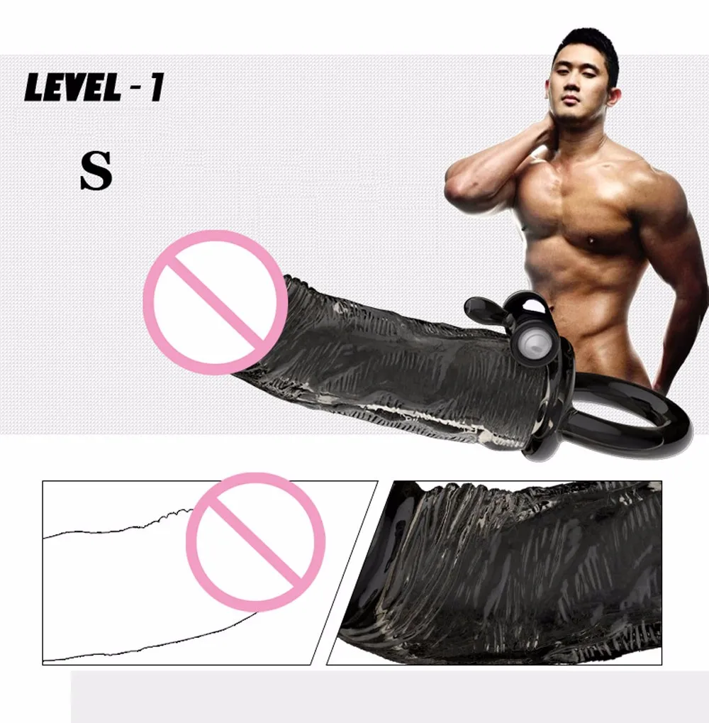 Please me Vibrating Penis sleeve Penis enlargement Penis extender Reusable Condoms bomba peniana pro extender Sex toys for men 4