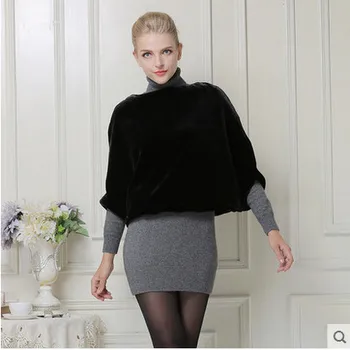 

Women Loose Solid color Faux fur Cloak N10