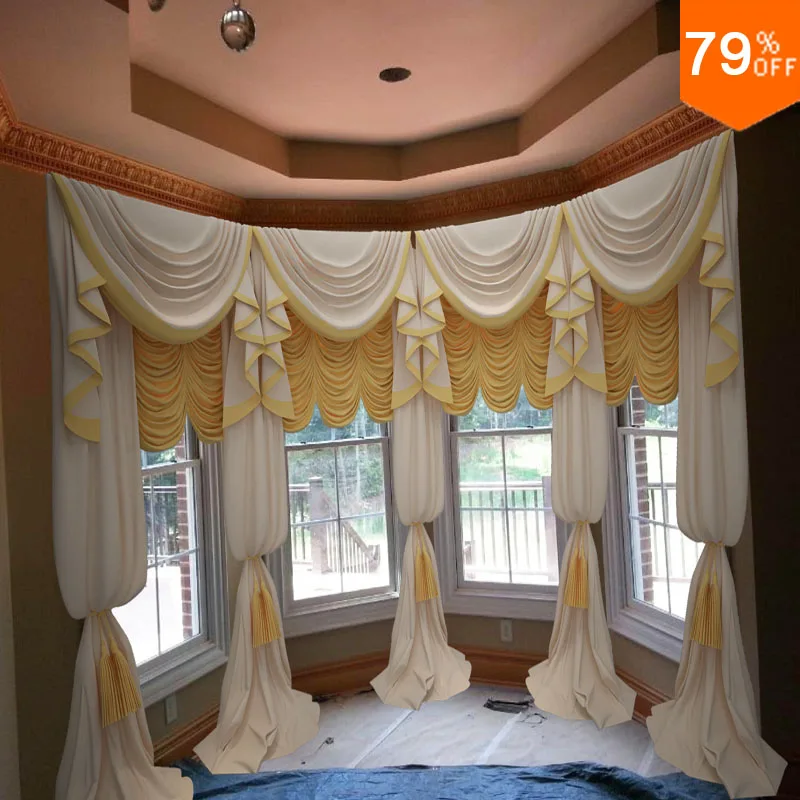 

Curtains canopy pure color curtain Roman Blinds Waving folds Round Window angle Curtain corner Curtains Drapers Drapery valance