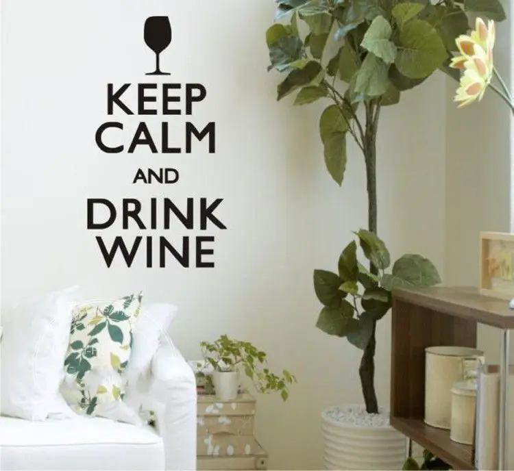 English quote Vinyl Keep Calm And Drink Wine Quotes Wall art Sticker