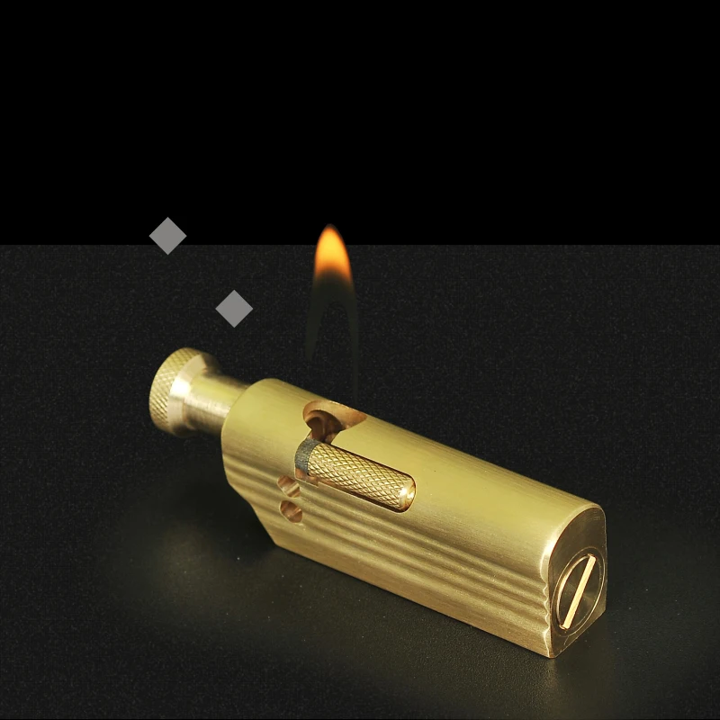 

Retro brass oil lighter Antique wheel pipe petrol lighter Gift 78*27*19mm 194g