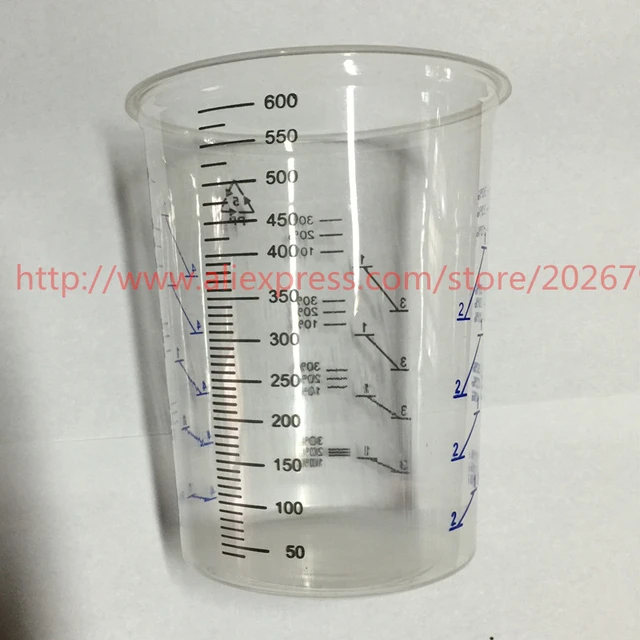 600ML Transparent Plastic Paint Cup Disposable Cup Paint Scale PP