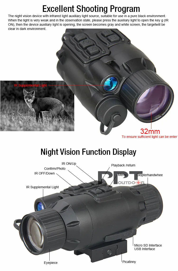 Eagleeye ночное видение NVG видео запись Многофункциональный цифровой ночное видение для охоты PP27-0021