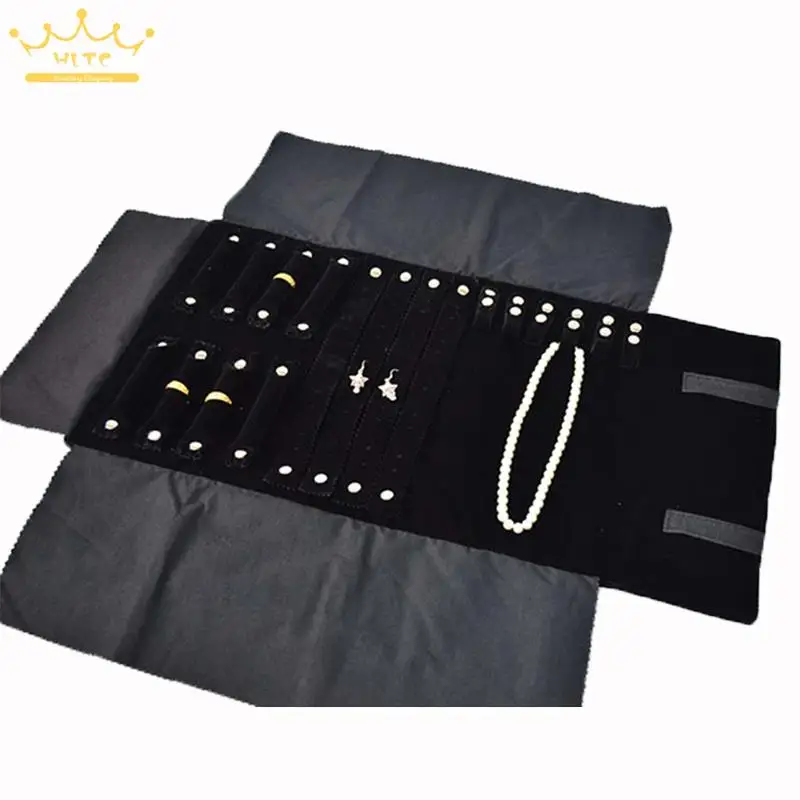 Бархатная витрина для ювелирных изделий, сумка-Органайзер для путешествий, складная сумка для сережек, колец, подвесок, ожерелья, коробка для хранения