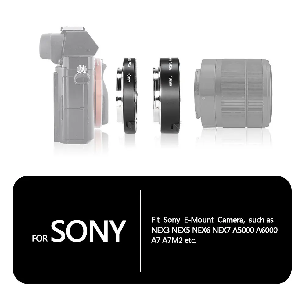 Extensão de Tubo Adaptador para Sony e Montagem Estrutura de Parede Meike Auto Focus Macro Adaptador Anel Nex3 a7 A7ii A7iii A6000 A6300 A6400 - Image 6