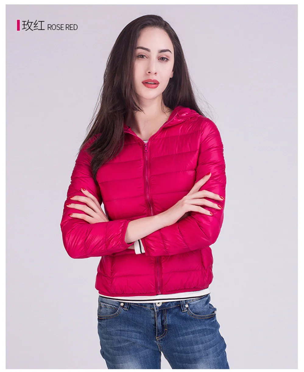 Winter Women Coat 2017 Hooded 90% White Warm Duck Down Jacket Ultralight Portable Slim Down Coat Female Winter Jackets Parkas (9)