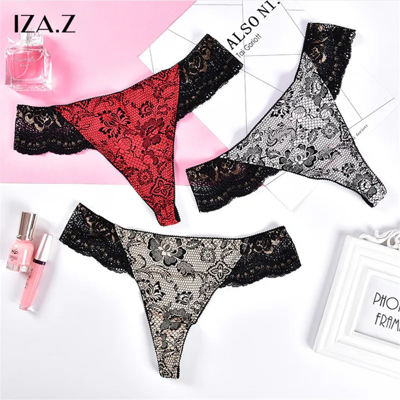 IZA.Z Combination Panties 3PCS Hot Pants Women G-string Lingerie Underpants Lace Thong Size Underwear CZ0730 |
