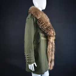 2018женская новая одежда Паркер с натуральным мехом енота купить на подкладке из кроличьего меха натуральный мех пальто Зимняя теплая