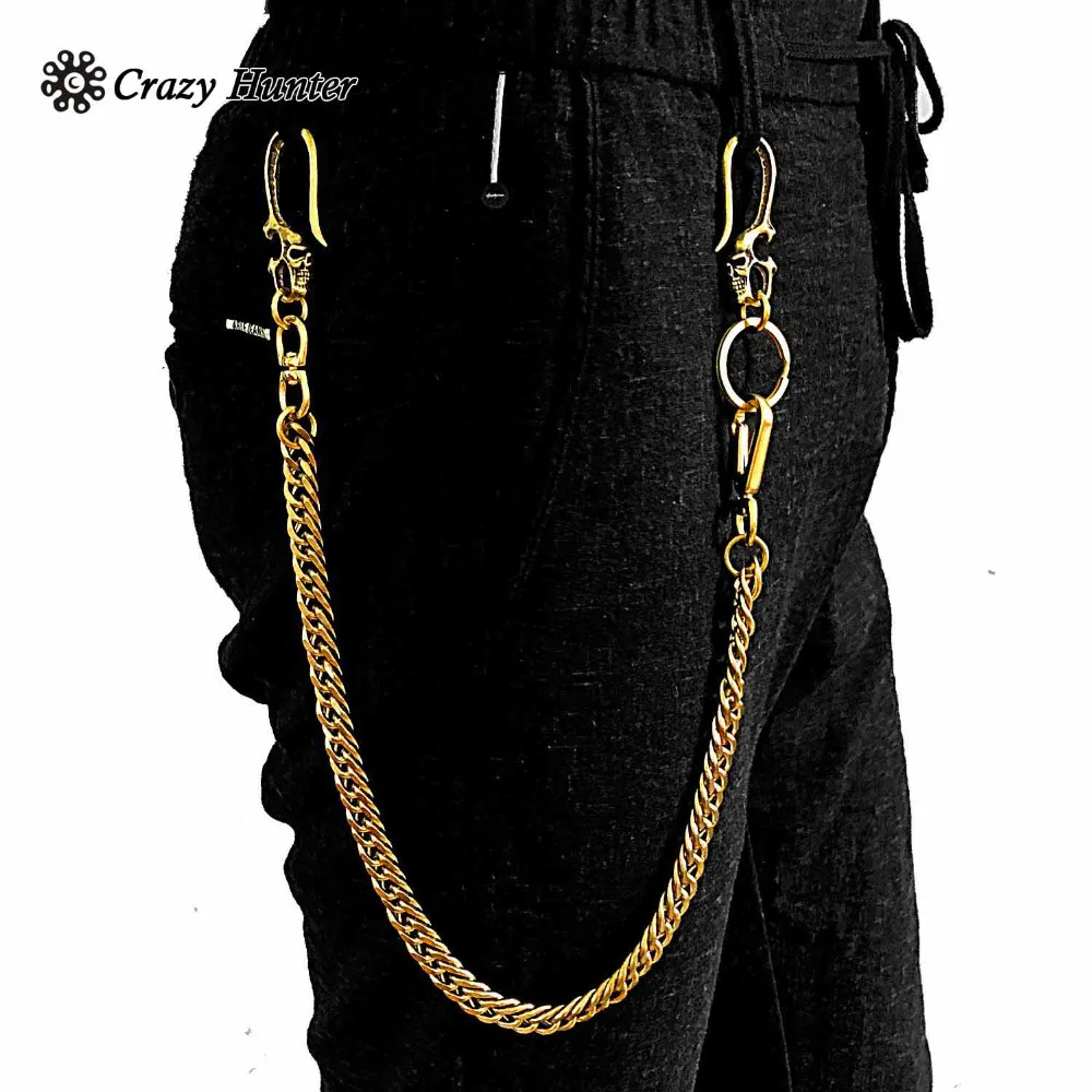 Vintage Gold Yellow Brass Pants Trousers Hip Hop Chain Men Waist