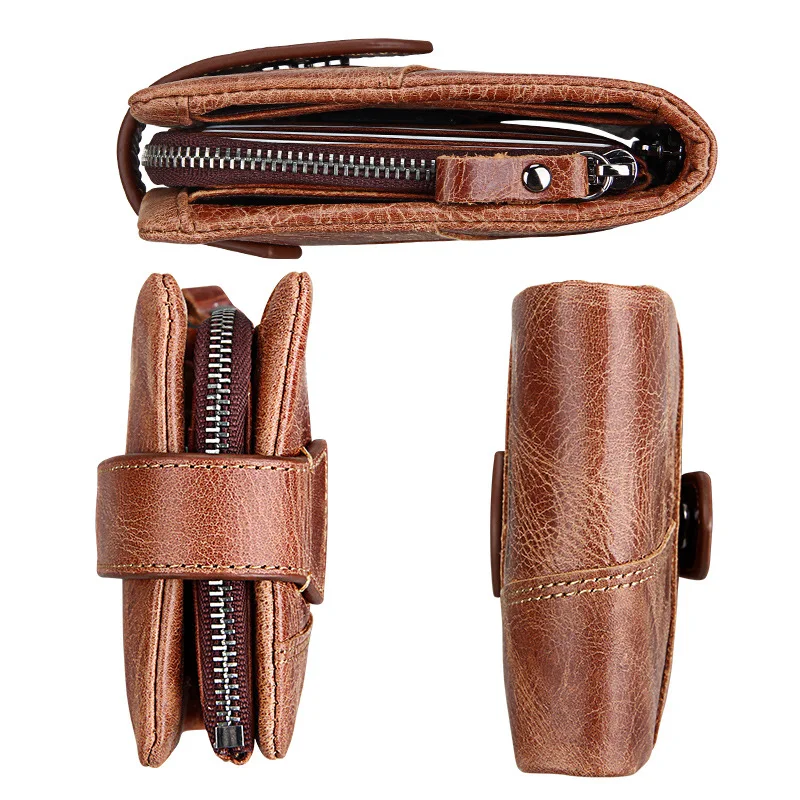 Porte Clef Femme RFID кошелек на двойной молнии Carteras De Marca мужской Carteira натуральная кожа