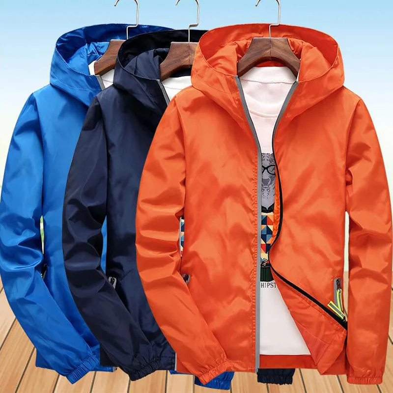 

Spring Jacket Outdoor Climbing Fishing Camping Coat Reflective Zipper Autumn Jacket Big Size Men's Coat