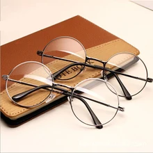 TFJ Women Vintage Glasses Frame Plain Mirror Big Round Metal Optical Frame For Girl Eyeglass Clear Lens oculos feminino de grau