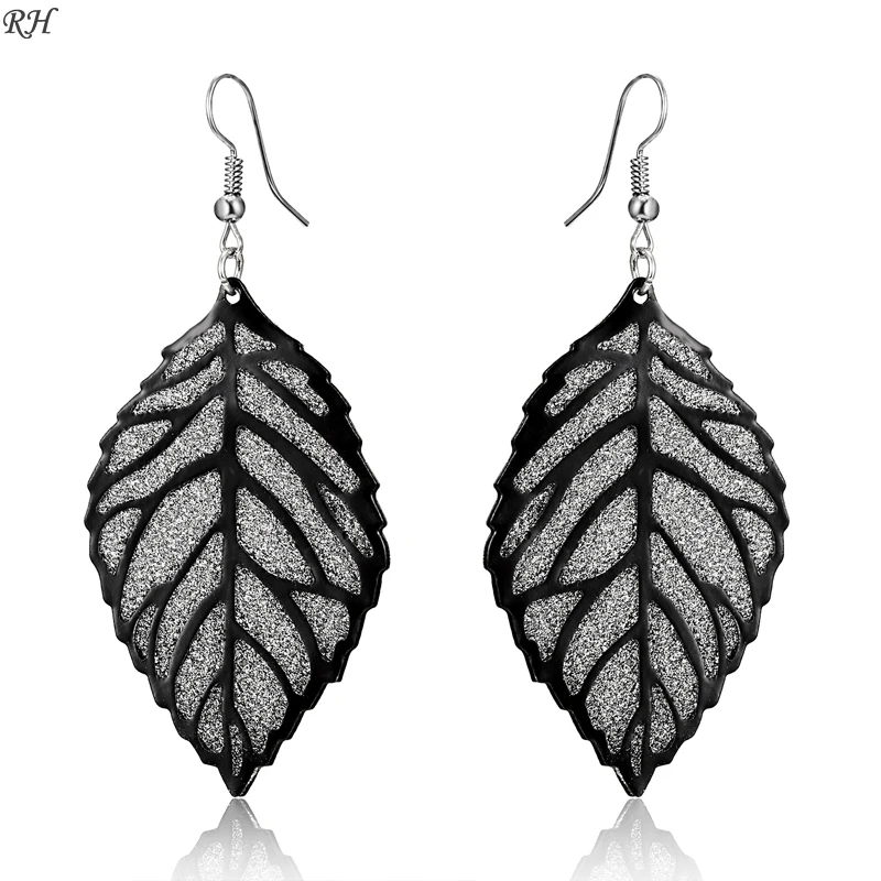 

Fashion Big Gray Brand Bohemia Metal Scrub Round Tree Leaves Drop Earrings For Women Jewelry Silver Dangle Drop Earring best