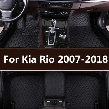 

leather car floor mats for Kia Rio 2007-2012 2013 2014 2015 2016 2017 2018 Custom foot Pads automobile carpet cover