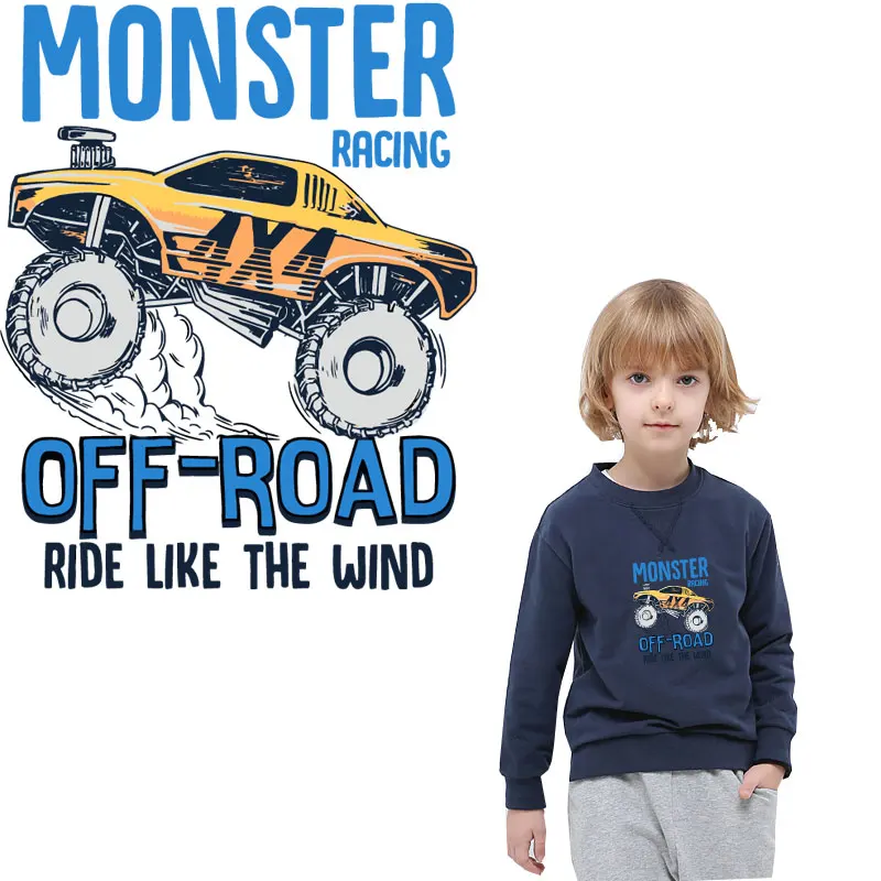 

cool off-road vehicle car patch iron on transfer for clothing boys thermal stickers iron on patches t-shirt hoodies parches ropa