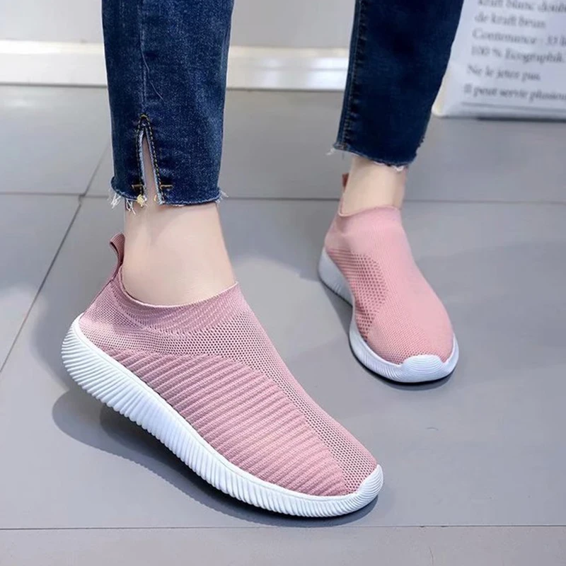 

Women Sneakers Casual Platform Shoes Female Slip On Vulcanized Shoe Elastic Band Mesh Spring Footwear For Ladies