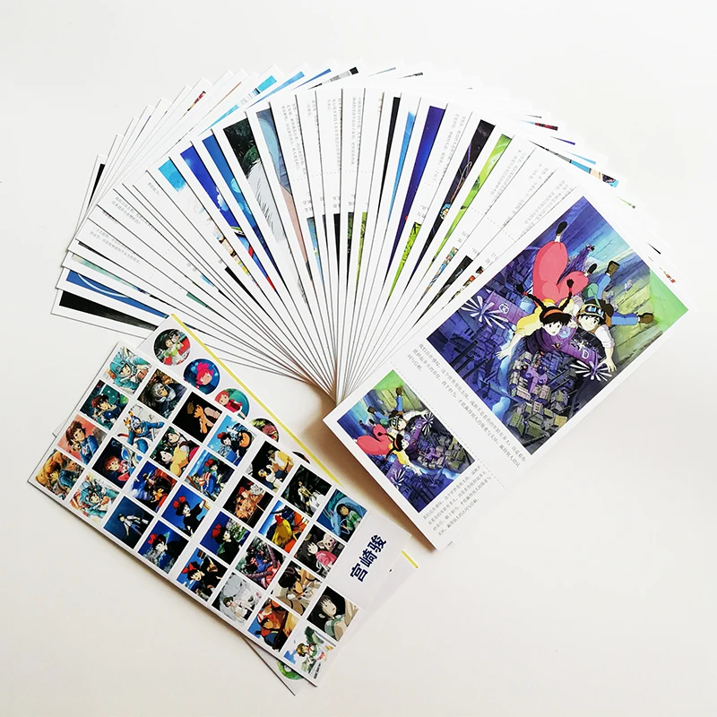 

30Sheets/set Hayao Miyazaki Animation Postcards with 120Stickers Japanese Cartoon Postcard Greeting Cards Gifts Cards Long Size