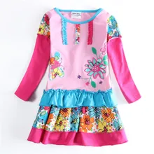 Girl dress flowers nova kids wear baby long sleeve children clothes frocks autumn spring child wear